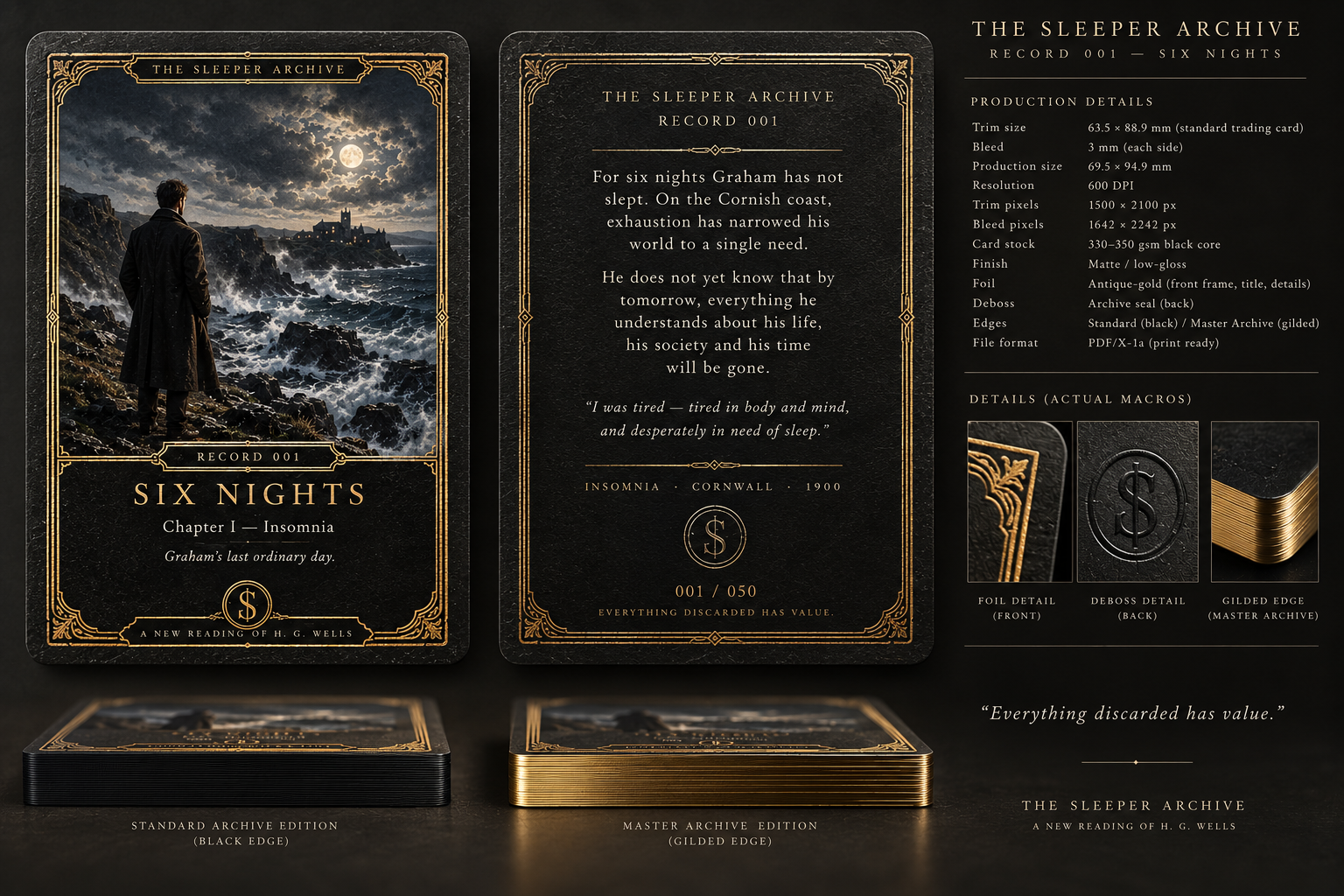 Record 001 — Six Nights physical concept