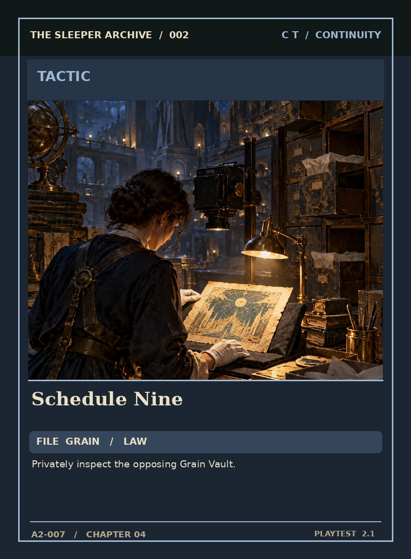Schedule Nine — CONTINUITY TACTIC