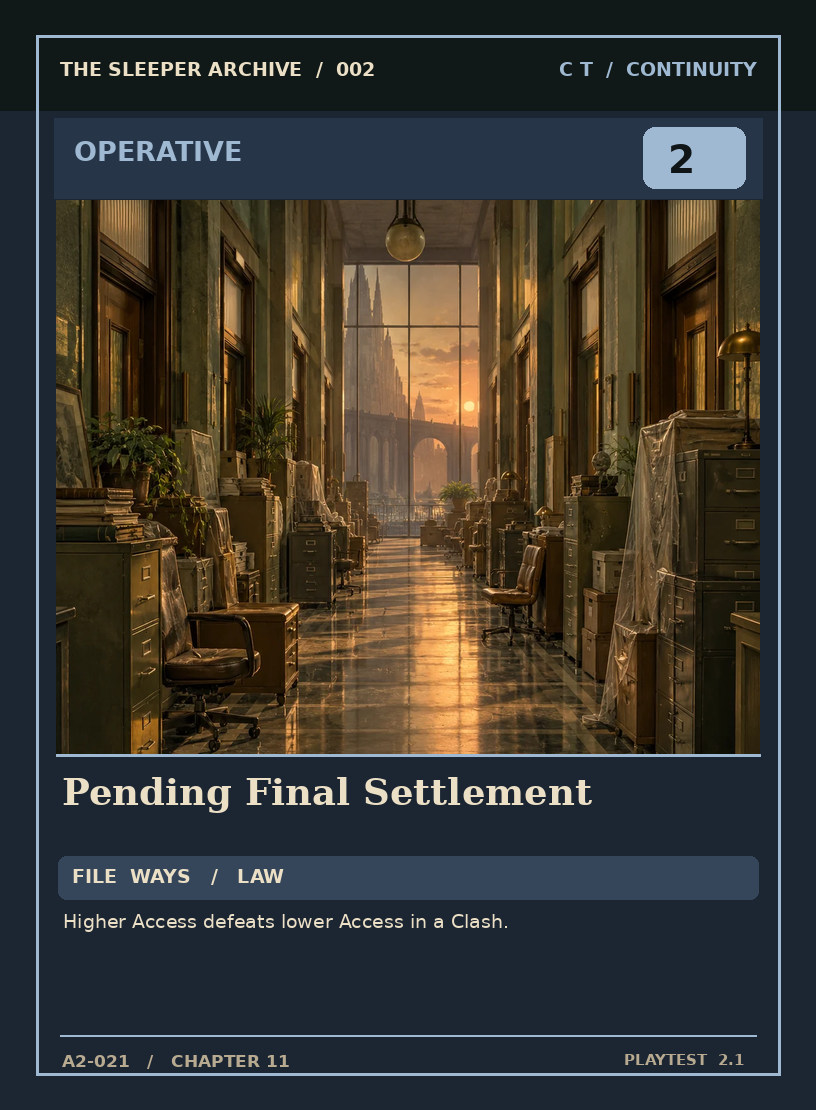 Pending Final Settlement — CONTINUITY OPERATIVE