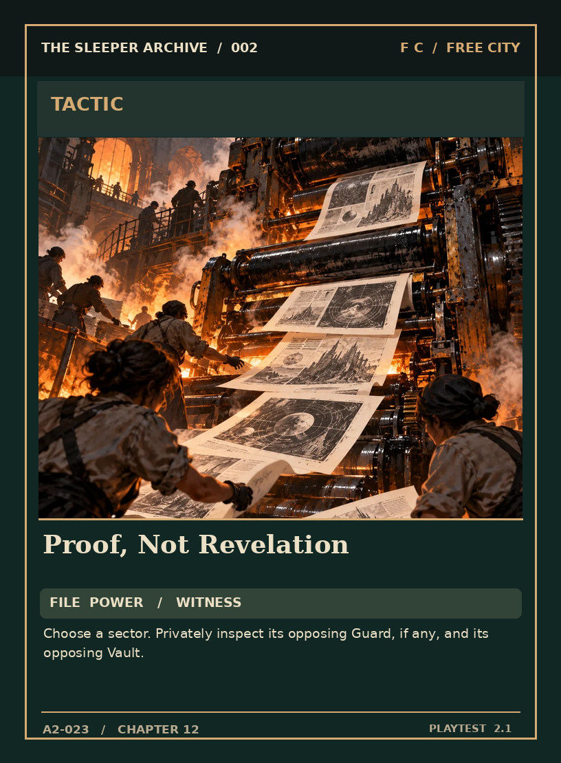 Proof, Not Revelation — FREE CITY TACTIC