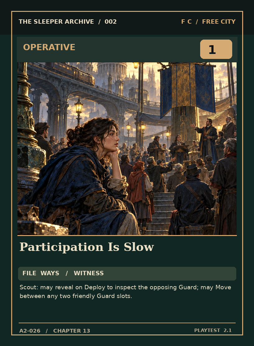 Participation Is Slow — FREE CITY OPERATIVE